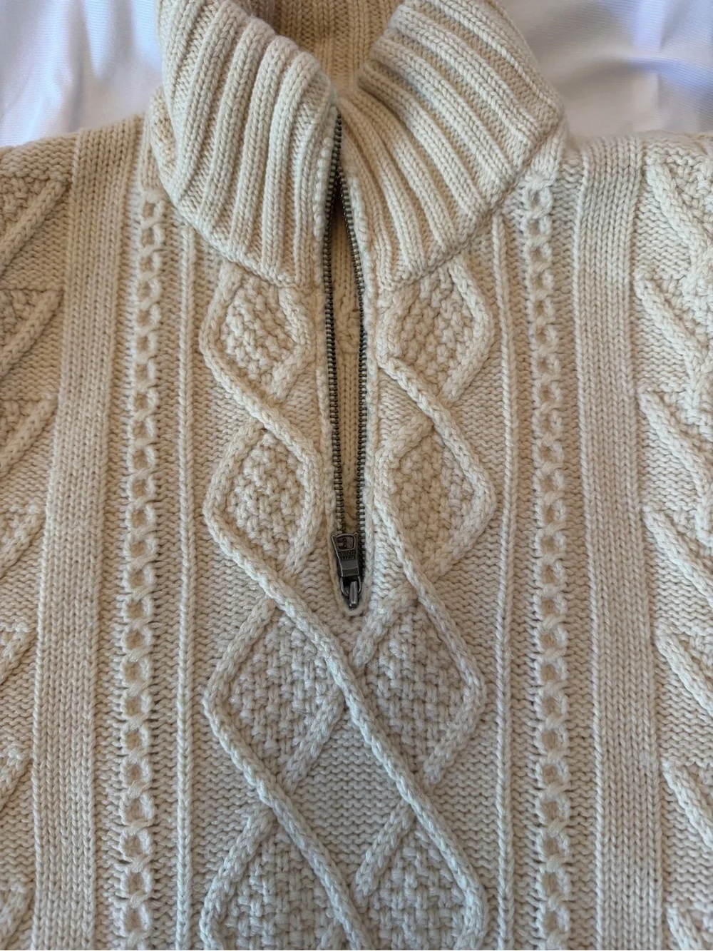 Banana Republic Cream Cable Knit Half-Zip Turtleneck Sweater